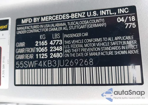 2018 Mercedes-Benz C 300 4Matic from USA, damaged, VIN 55SWF4KB3JU269268